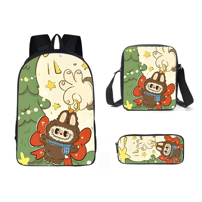 School Bag New Printing Three-piece Set Cartoon Rabbit Student Backpack Satchel Pencil Case Boys and Girls