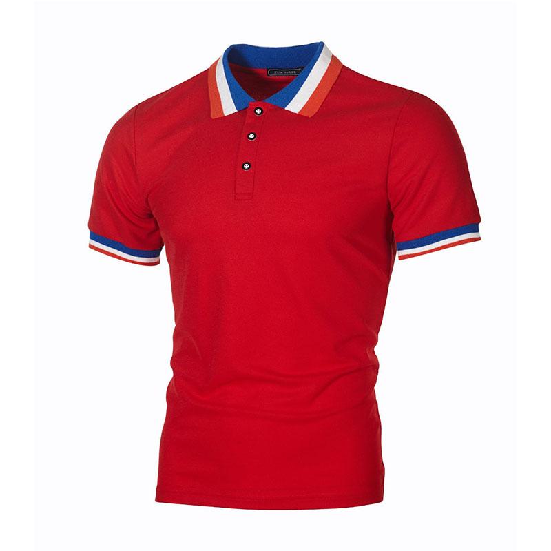Summer Men's Simple Rib Color Block Casual Men's Lapel Short-sleeved Polo Shirt