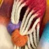 Only home, keep N strips for yourself! Real Rex Rabbit Hairball! Thick Hair Flu Pulled Tassel Striped Big Scarf Big