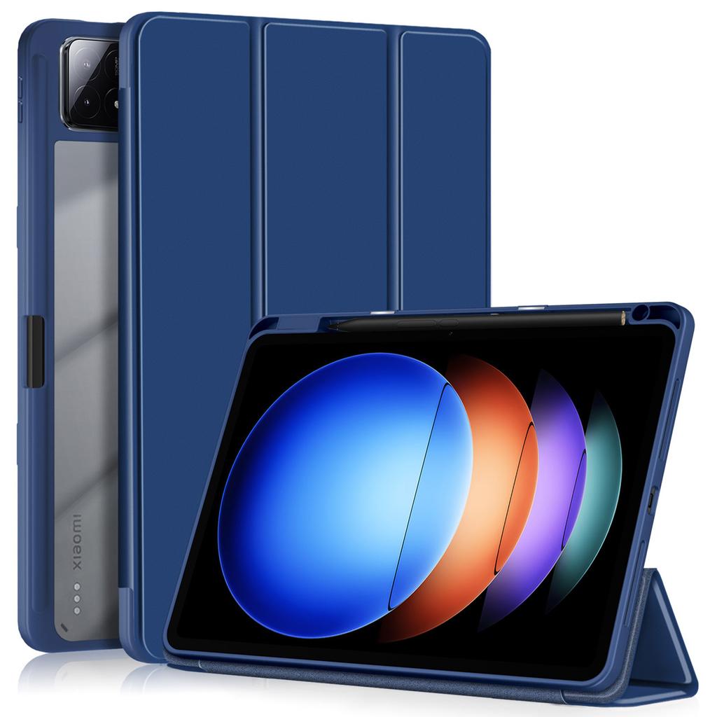 For Xiaomi Pad 6S Pro 12.4 Case Tri-fold Stand PU Leather Tablet Cover with Pen Slot