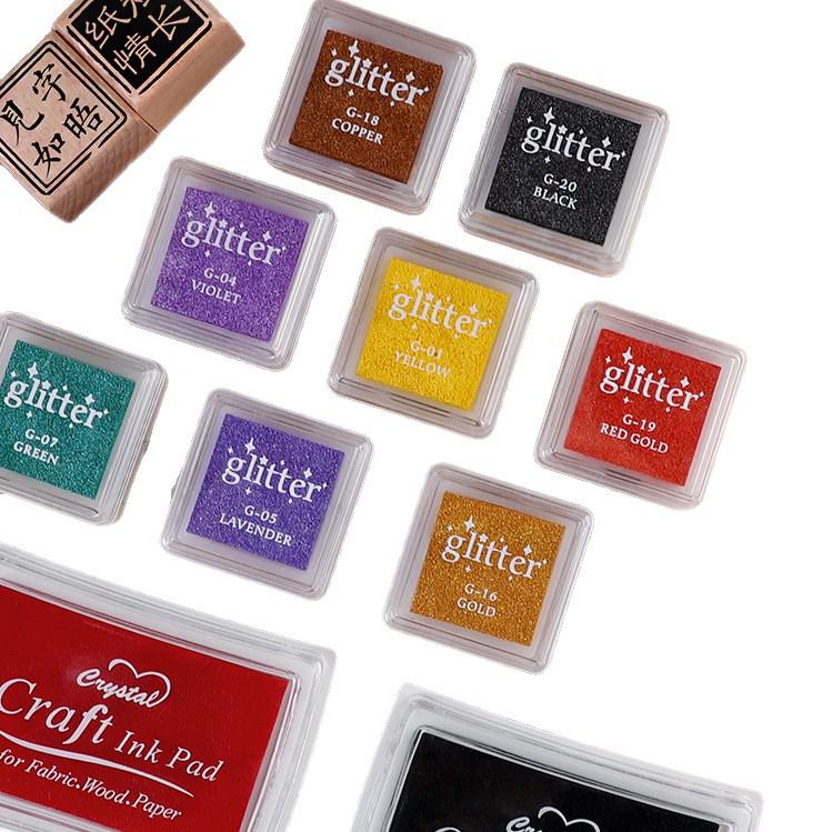 High-Grade Pearlescent Colorful Ink Pad Set: Learning, Large, Small, and Mini Sizes