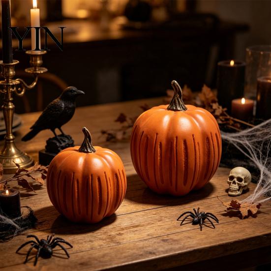 Innen Außen Herbst Dekoration Funkelnde Lichter Kürbis Dekoration, Halloween Harz Nachtlicht, Dekorative Tischlampen Beleuchtetes Herbst-Mittelstück für