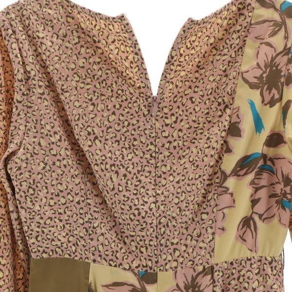 Lily Brown Overall Handle Long Sleeve Long Dress F Patchwork Style Women Used