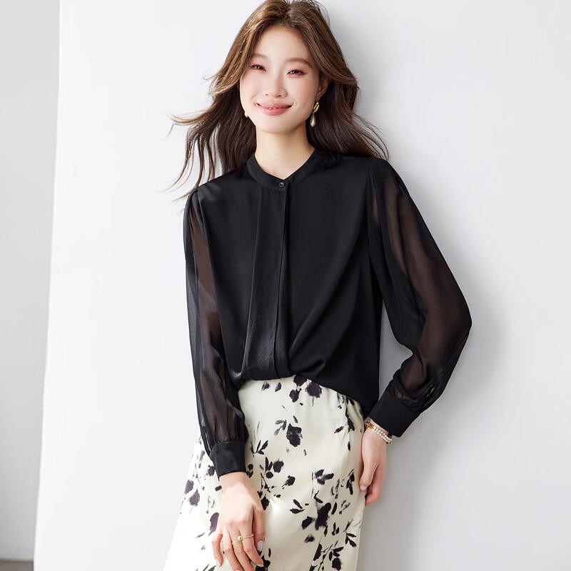 Srcr 19 Momme Double Georgette Silk Long-Sleeve Shirt