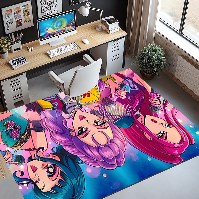 KPop Demon Hunters Pattern Rug, Indoor/Outdoor Mat, for Picnic, Gameroom, Bedroom, Office, Living Room, Home Decor Carpet, Birthday Gift