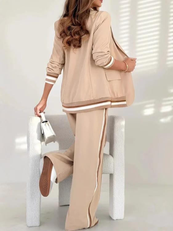 2025 Fashion Ribbed Solid Color 2-Piece Commuter Set