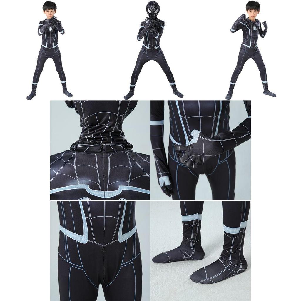 Stunning Black Spider-man Homecoming Cosplay Costume With Breathable Material For Kids And Adults