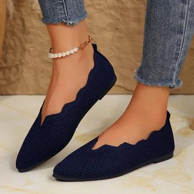 Damen Ballerinas Strick Freizeitschuhe Slip-on Süße Ballerina Spitzenschuhe Lässig Bequeme flache Schuhe Damen