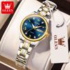 Orologio marca OLEVS con diamanti incastonati, impermeabile, luminoso, al quarzo, per donna 5563