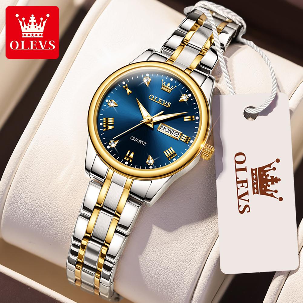 Orologio marca OLEVS con diamanti incastonati, impermeabile, luminoso, al quarzo, per donna 5563