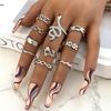 New dark hip-hop skull spider card exaggerated retro ring 24-piece set punk ring jewelry