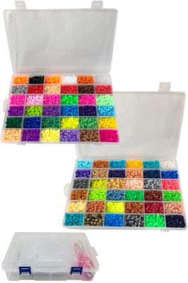 Iron-on Magic Beads - 72 Designs, 5mm, Approx. 20,000 Beads, Large Refill Case Set (2 Cases), Accessory Set