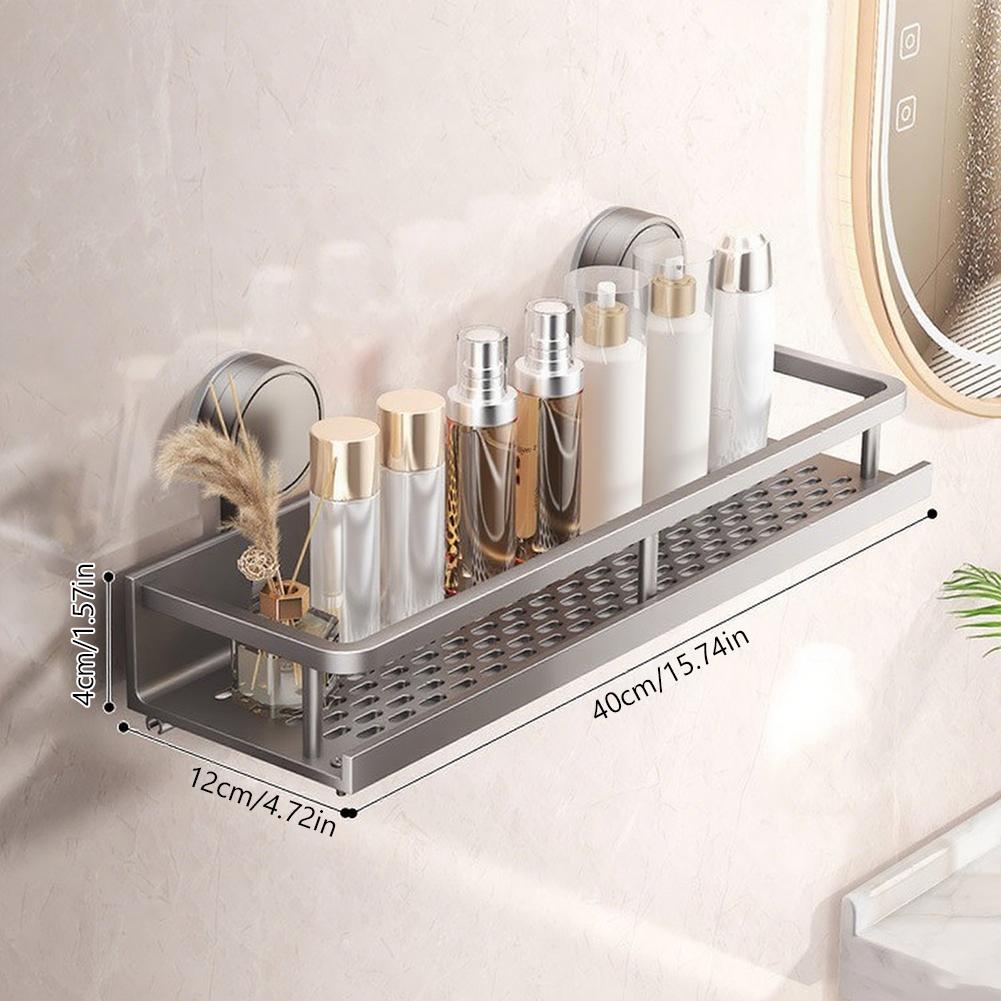 1 Stück Badezimmer-Organizer mit Haken, wandmontiert, Aluminium, Badezimmerregale, Platzsparend, Aluminium, Duschaufbewahrung für Badezimmer und Küche