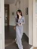 2024 Hong Kong Style Chic Women's Two-Piece Suit: Slim Lapel Top & Wide-Leg Pants