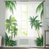 Beach Coconut Tree Summer Window Curtain for Bedroom Sheer Curtain for Living Room Luxury Tulle Curtain for Kitchen
