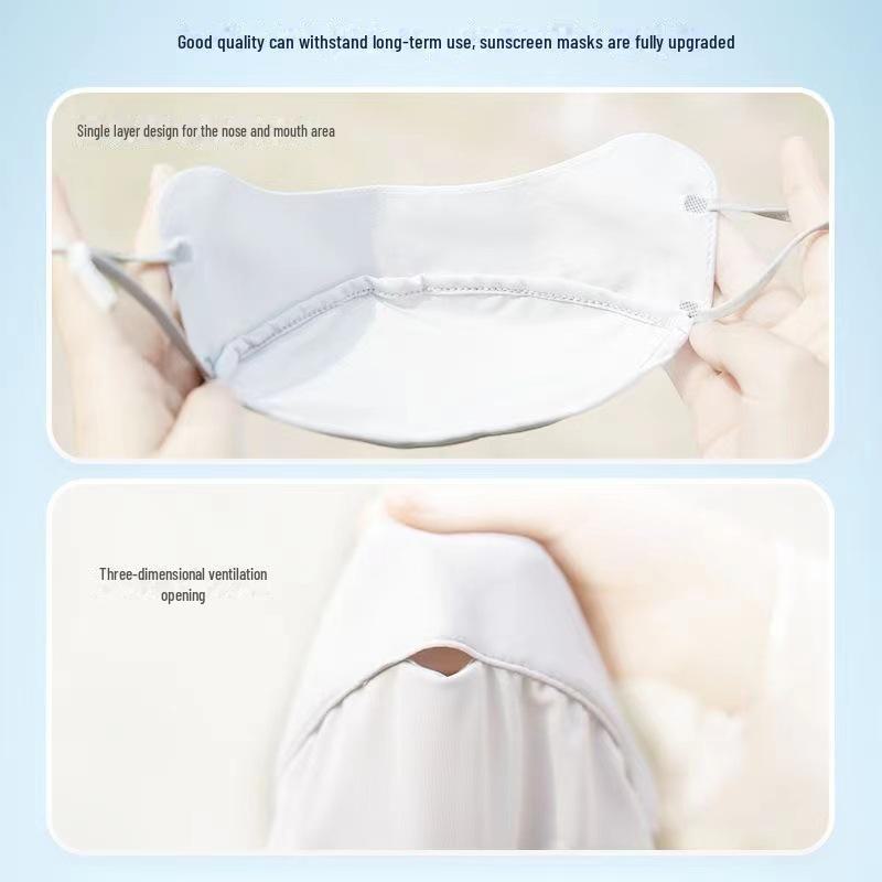 Women's UV Protection Ice Silk Face Mask - Full Face, Eye Coverage, Breathable, Thin, Summer Sunscreen Mask.