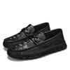 Large size men's beanie shoes crocodile pattern business men's casual leather shoes hand-sewn one-pedal lazy shoes