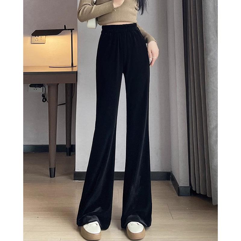 

Женские брюки микроклеш из золотого бархата с высокой посадкой, облегающие, больших размеров, на осень 2025 года 3XL for 145-160jin