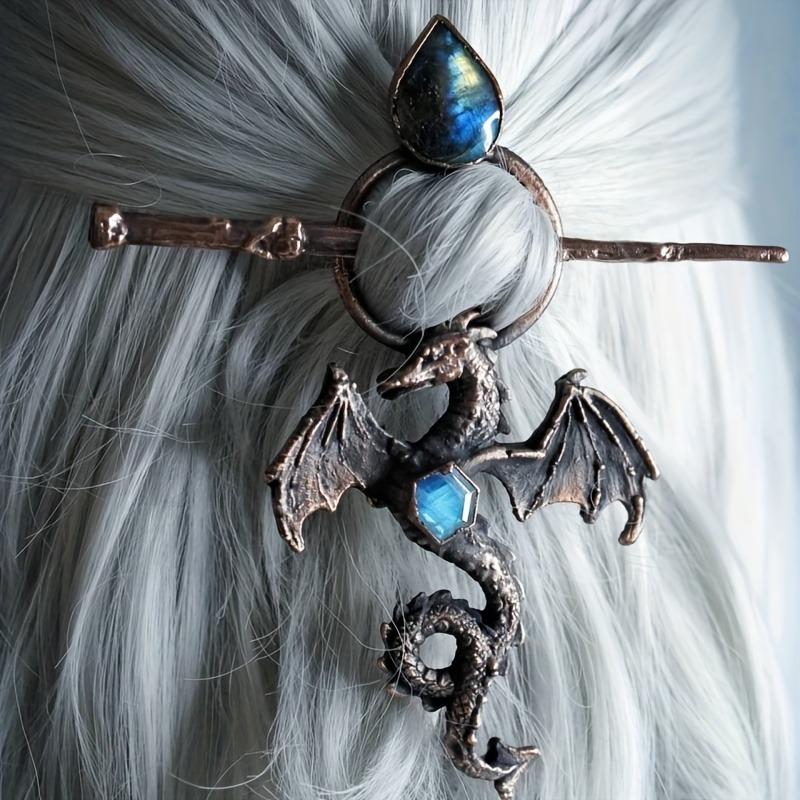 1pc Vintage Dragon Gemstone Hair Stick Gothic Fantasy Style Perfect for Cosplay Looks Unique Mythical Hair Accessory Enthusiasts
