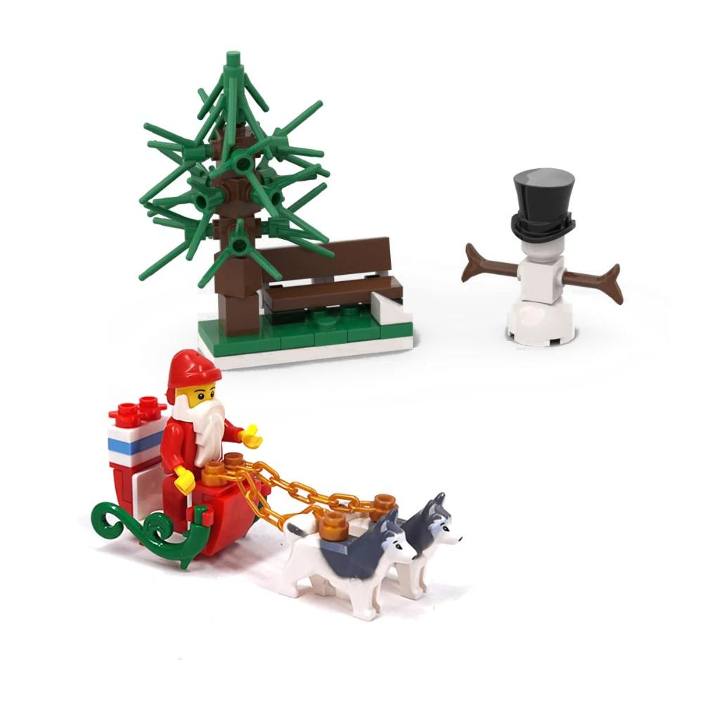 MOC Small Building Block Models, Christmas Themed Ornaments, Christmas Gifts, Sleds, Snowmen, Reindeer, Christmas Trees