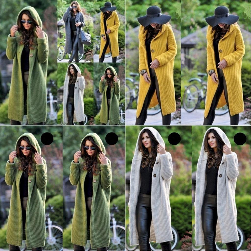 Cozy Plus Size Autumn And Winter Long Cardigan Hooded Sweater Womens Coat