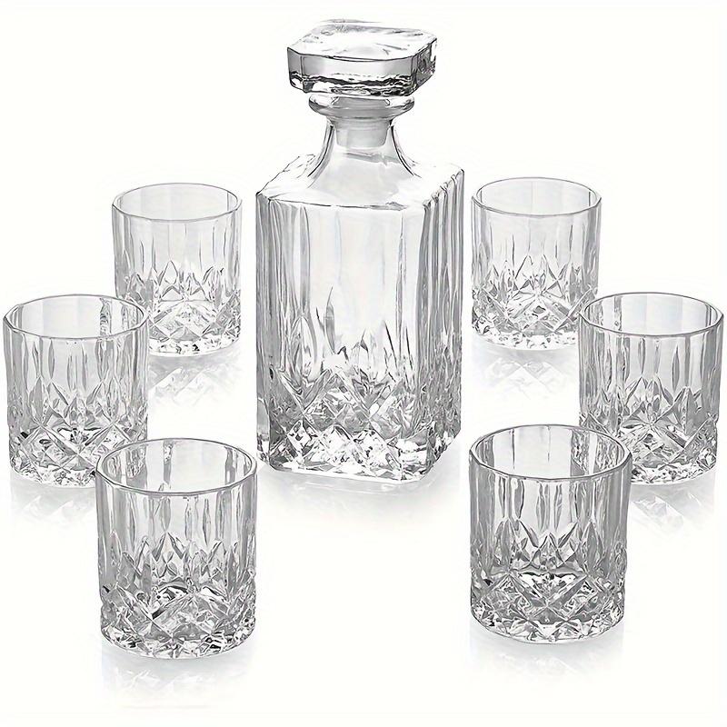 7Pcs/Set Whiskey Decanter Set With 6 Wine Glasses For Men Crystal Whiskey Glass And Decanter With Gift Box Scotch Liquor Decanter Set For Rum Vodka Br