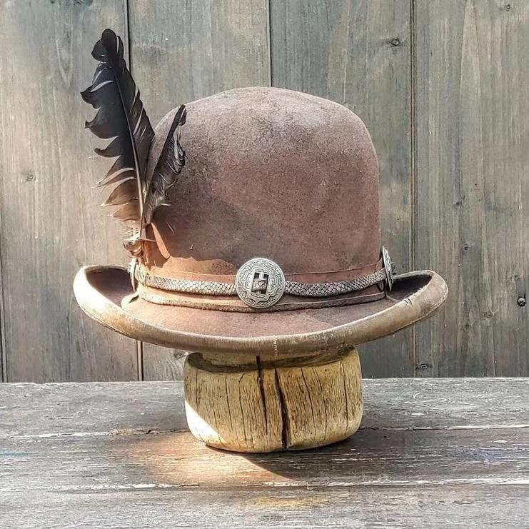 Fashion pure wool felt hat Western autumn and winter feather decorative wool top hat