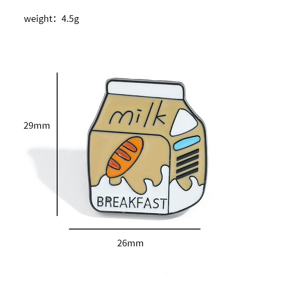 Creative milk box brooch fruit milk cute metal badge alloy dripping oil clothes bag
