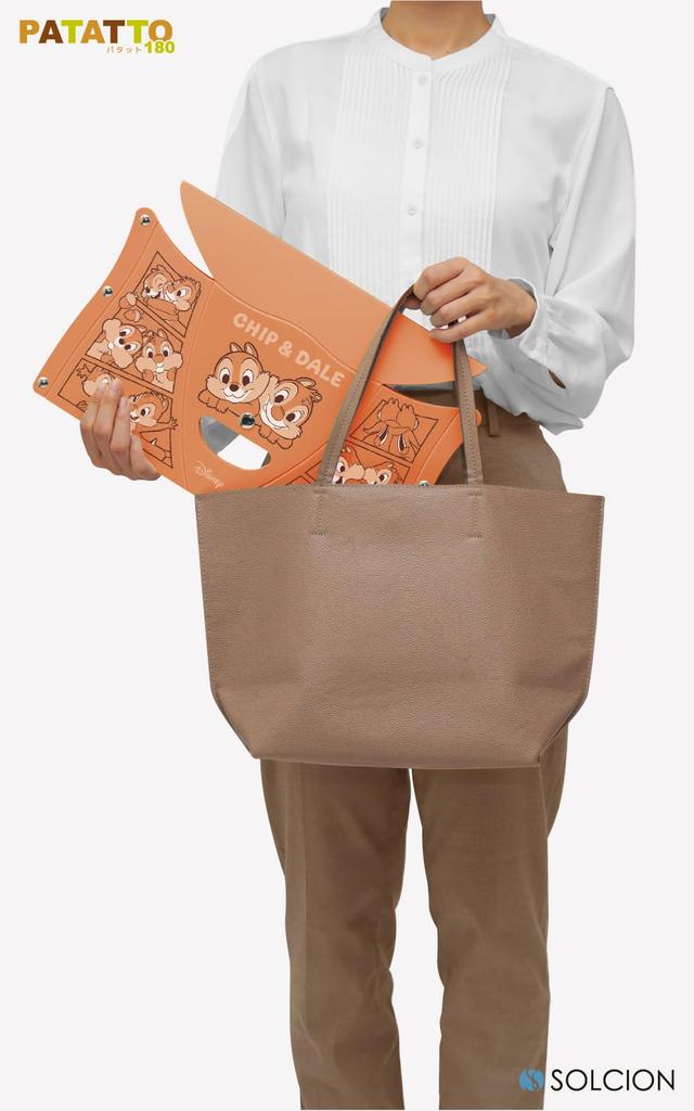 [SOLCION Official] PATATTO180 Disney (Chip & Dale) Folding Chair [100kg Weight Capacity] Easy To Carry, Folds Thinly, Made In Japan
