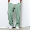 Mens Loose Waffle Knit Wide Leg Jogger Pants Casual Stretch Trousers Daily Wear