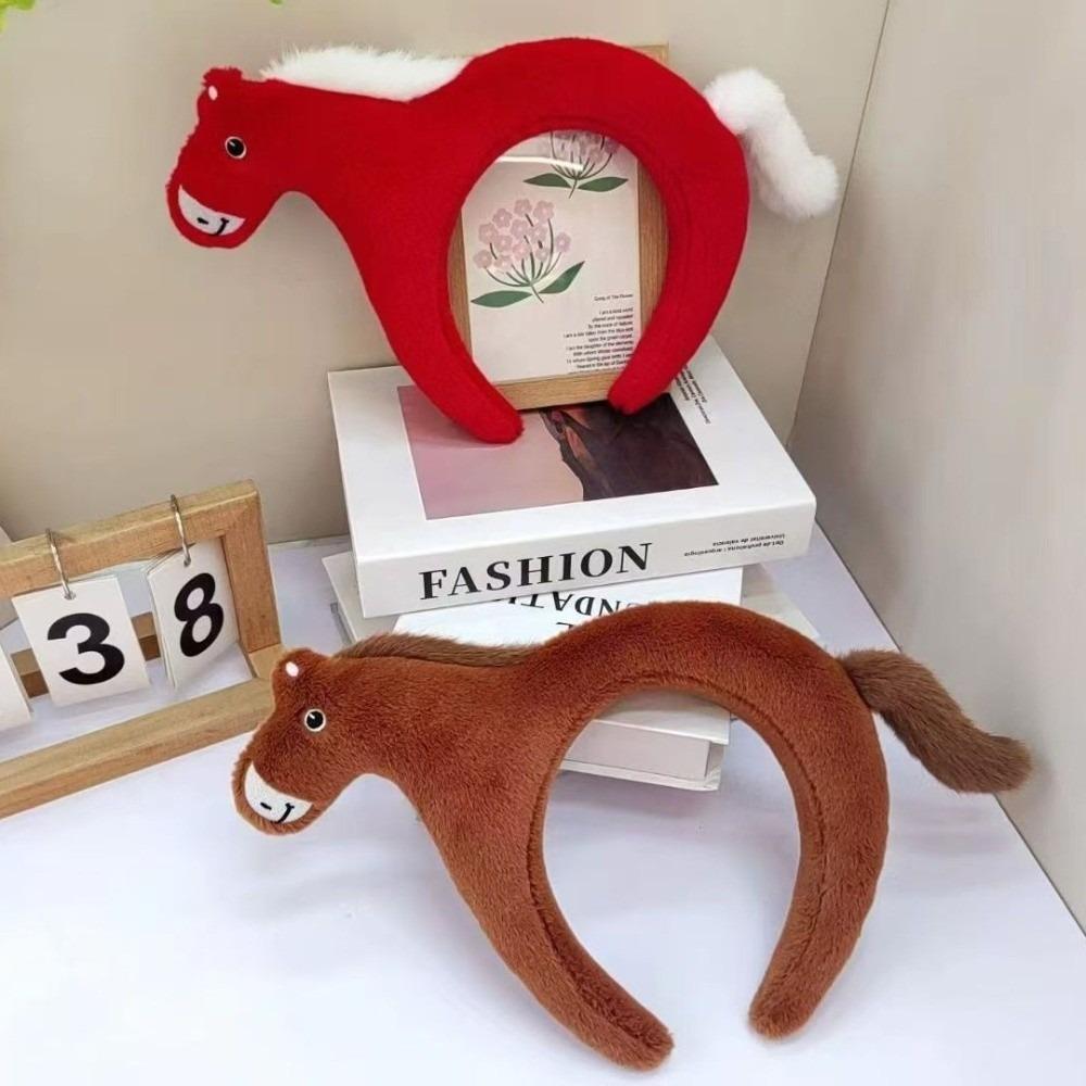 Cartoon Mascot Plush Headband Soft Pony Doll Headpiece Creative Horse Hair Hoop  Photo Props