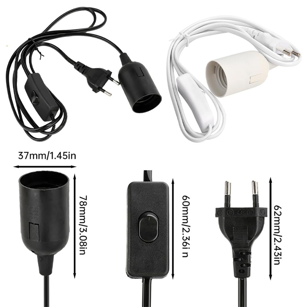 E27 Screw Lamp Holder 303 Switch Wire Plug for LED Lamp Socket AC 220V 50/60HZ Low Resistance Copper Core Wire with 1.8M Cable