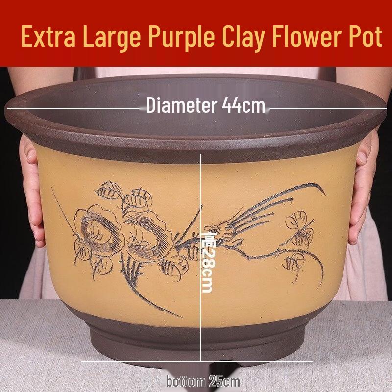 Lian Pin Hui 44cm Yellow Engraved Ceramic Flowerpot