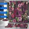 All-Season Waterproof Floral Shower & Bath Curtain Set - Machine Washable, Perfect for Bathroom Decor