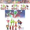 12 Entzückende Grinch-Figuren Weihnachten Thema Grüne Fellcharaktere Sammlerdeko