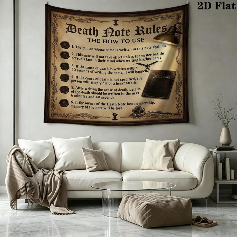 Death Note Wall Tapestry Aesthetic Wall Hanging Printed Fabric Blanket Decorative Tapestries For Bedroom Living Room Home Decor