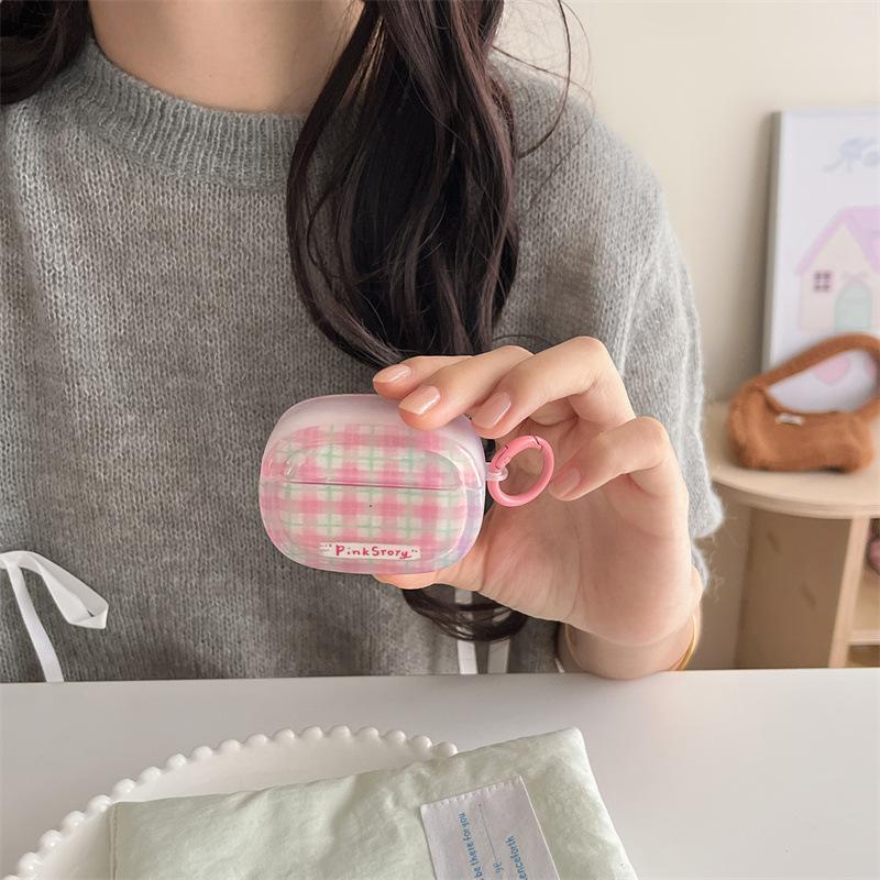 Korean ins contrasting color plaid for AirPods 1 /1 earphone protective case 1pro second and third generation girl minimalist