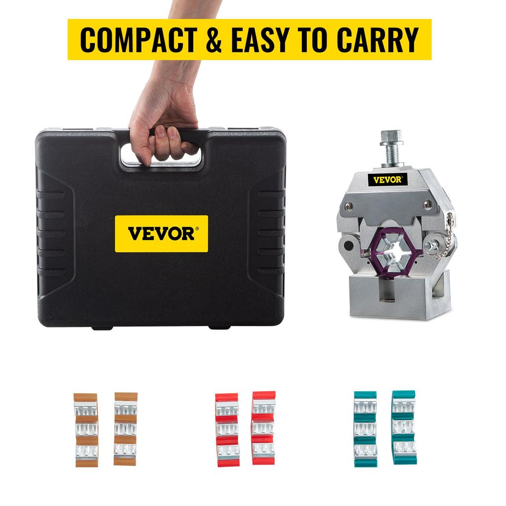 VEVOR 71550 Portable Manual Hydraulic Pipe Press Hose Crimping Tool and Repaire Crimper Tools Manually Operated A/C Hose Crimper Tool Kit Durable
