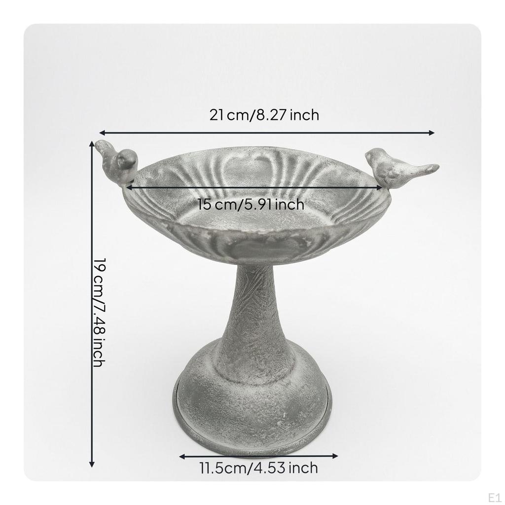 Decorative Bowl with Birds Weathered Metal Pedestal Dish Lightweight Planter Stand for Decorators,