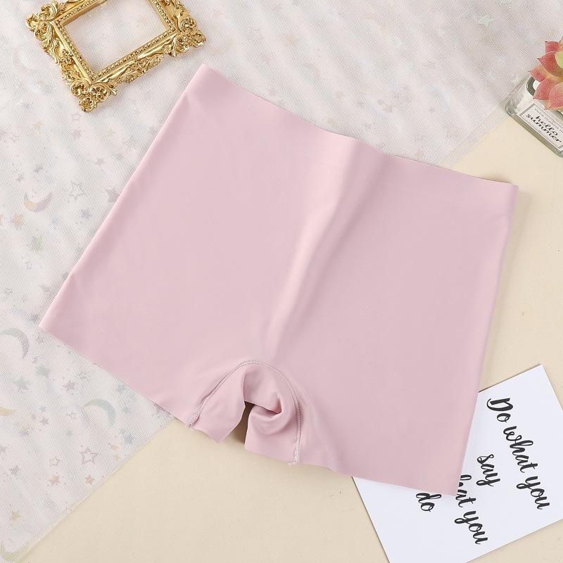 Ice Silk Seamless Mid-Waist Boyleg Underwear: Breathable Cotton Crotch, Plus Size, Women's Anti-Exposure Safety Shorts