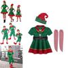 Cheerful Family Christmas Cosplay Costume Featuring Green Elf Santa Claus Design For All Ages