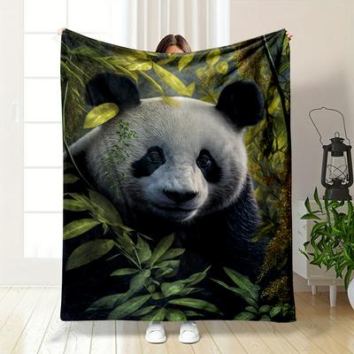 Adorable Panda In Bamboo Forest Artwork Blanket Flannel Blanket for Bedroom, Living Room, Sofa, and Nap Sofas