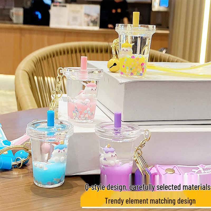 Adorable Unicorn Milk Tea Keychain Ornament - Cute Pendant for Bags and Cars