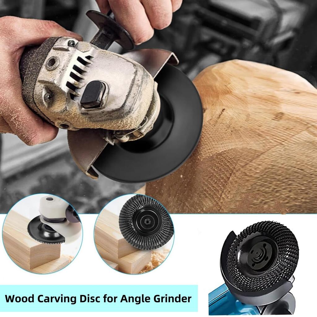 4 Inch Round Wood Angle Grinding Wheel Abrasive Disc Angle Grinder Carbide Coating 22mm Bore Shaping Sanding Carving Rotary Tool