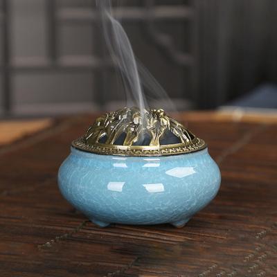 Vintage Ceramic Incense Burner Holder Meditation Buddhist Zen Censer Home Decor