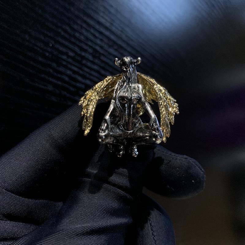 Bo Xin Yun Two-Tone Gold Devil  Angel Wings Feather Brooch