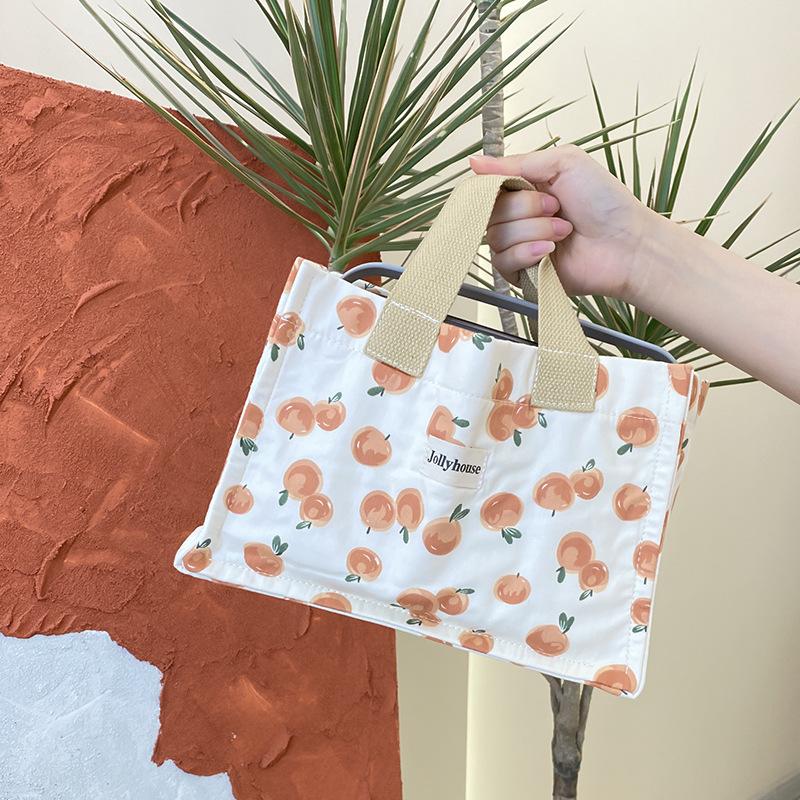 Yeah language/small fresh literary picnic floral lunch box bag bento bag hand carry versatile hand carry small square bag