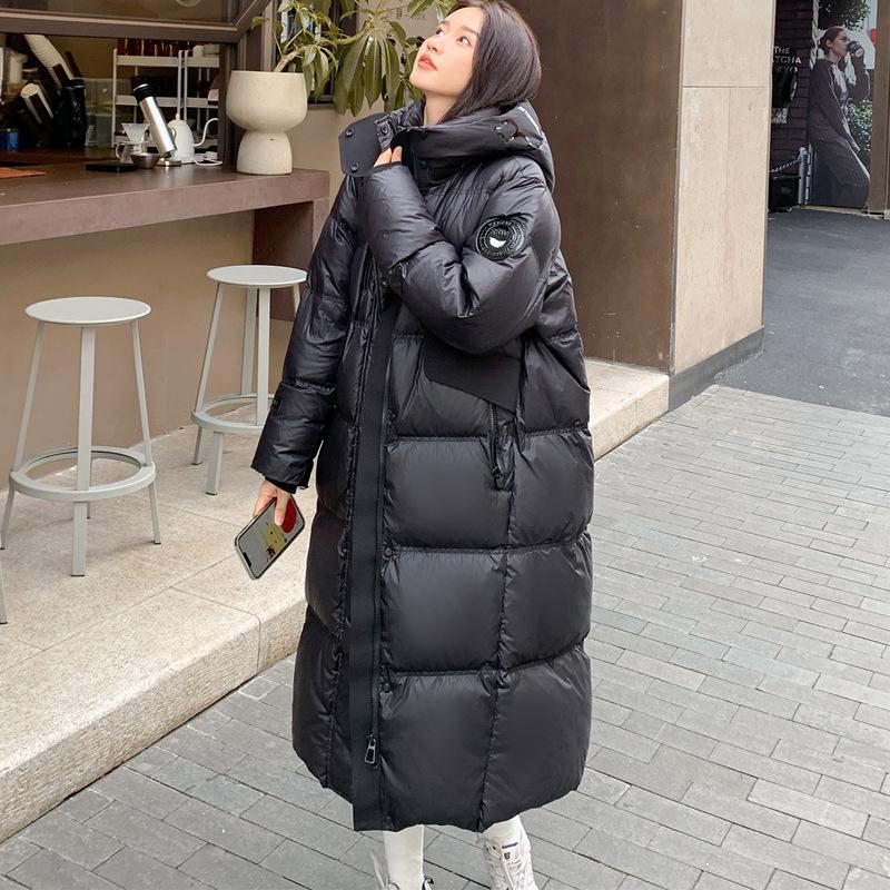 New Thick Hooded Cotton-padded Jacket Winter Art Test Women's Extended Over-the-knee Cotton-padded Coat Warm Coat