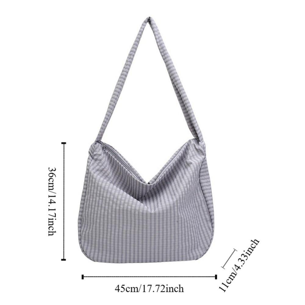 Casual Nylon Plaid Shoulder Bag Large Capacity Casual Striped Tote Bag Light Weight Commut Crossbody Bags Women