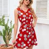 Letnia damska sukienka w stylu retro z falą w kropki, ubrana w talię, uczta damska spódnica